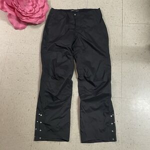 NAU Tech Pants Womens Sz 12 Black Lightweight Polyester Hiking Pants Snap Hem